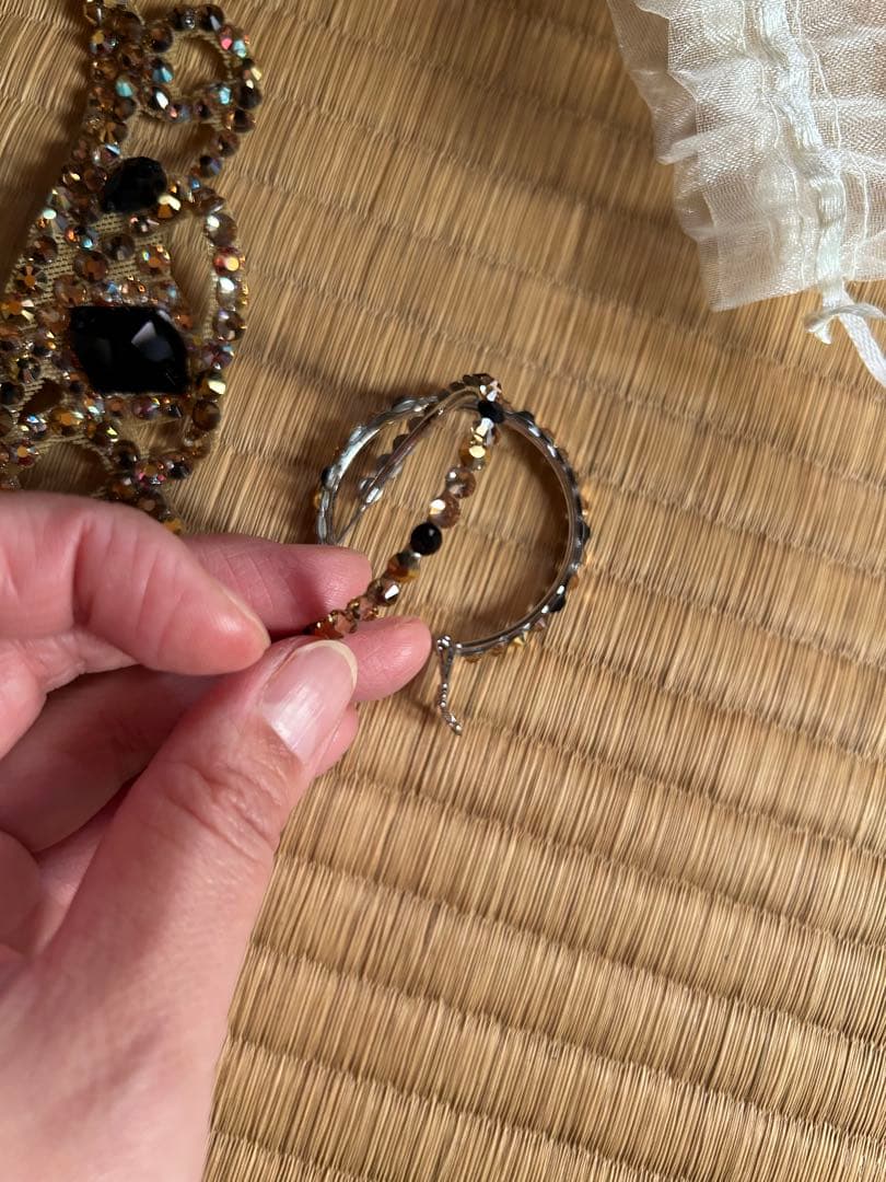 豪華オーダーメイド 社交ダンスドレス ブラウン ビーズ装飾 Mサイズ