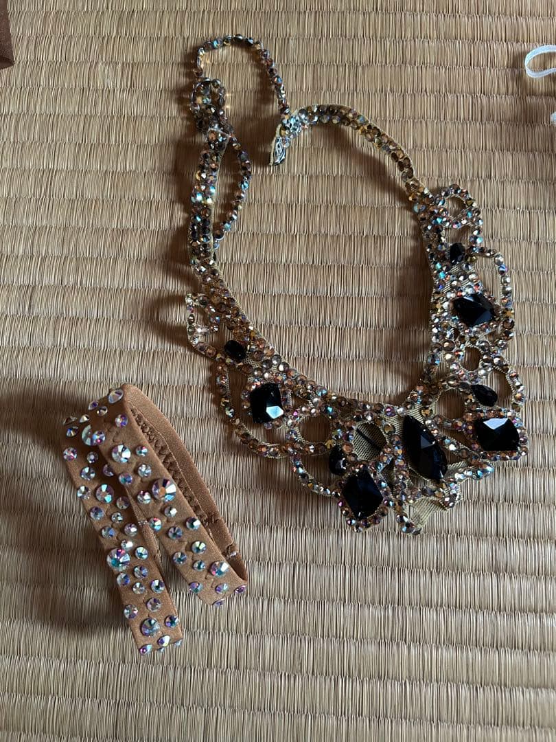 豪華オーダーメイド 社交ダンスドレス ブラウン ビーズ装飾 Mサイズ