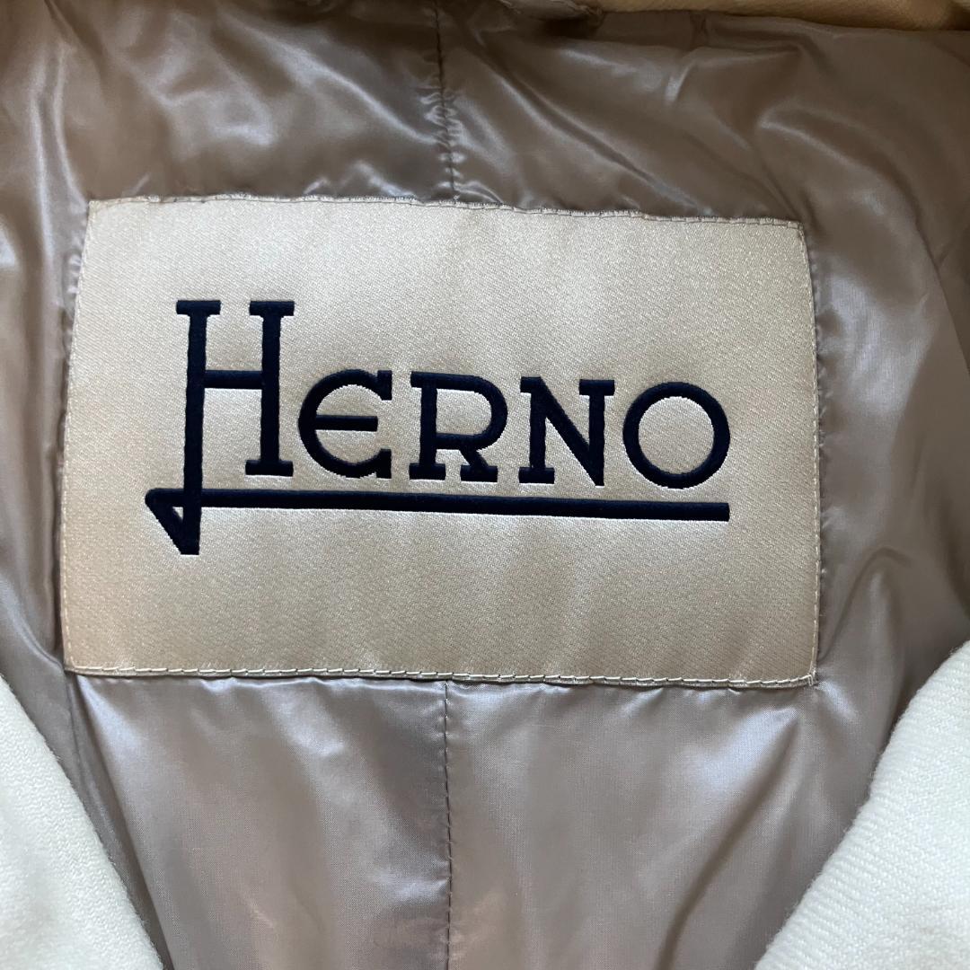 美品◎HERNO ダウン PIACENZA カシミヤ シルク フォックスファー