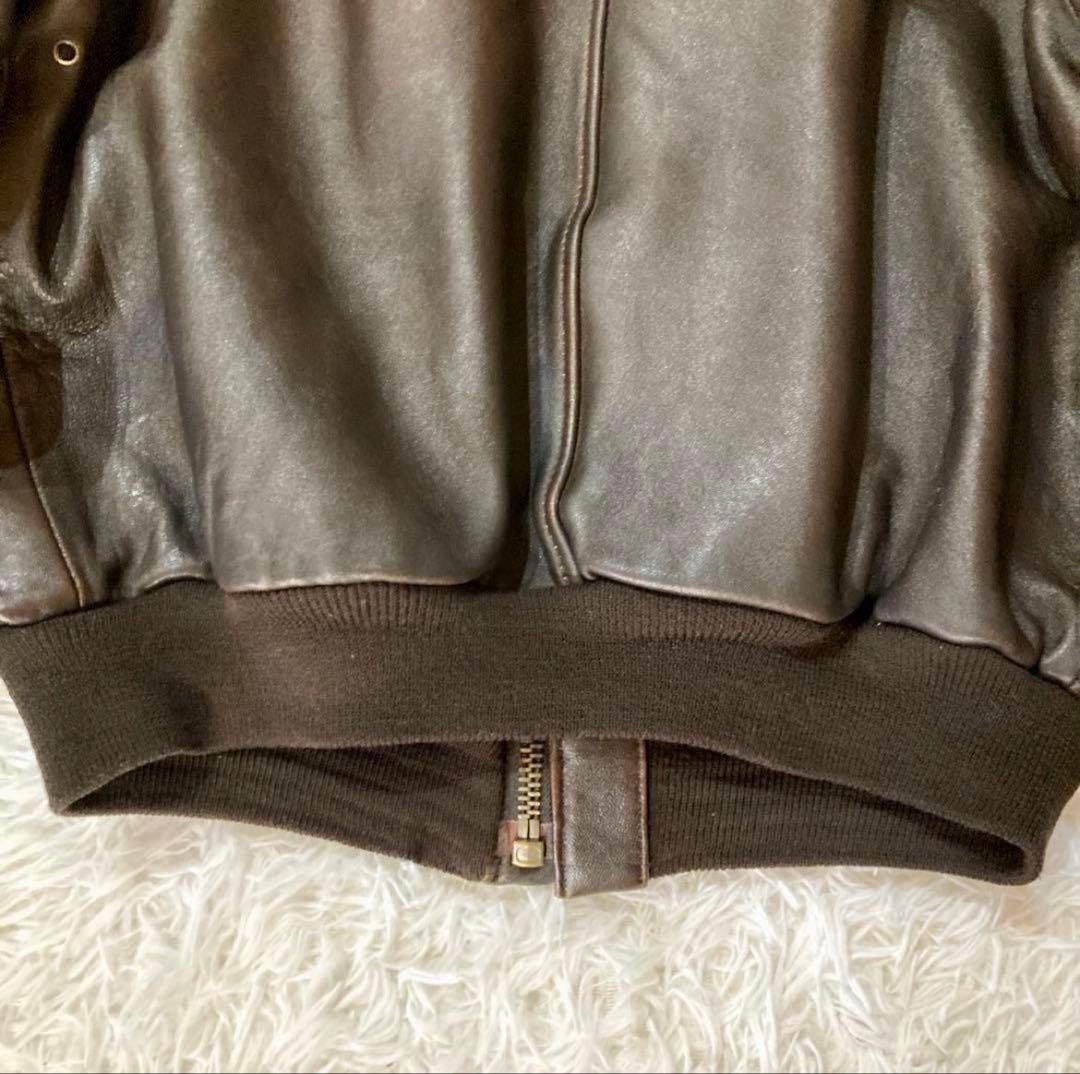 【良品】アヴィレックスA-2 革胸タグ　ダークブラウン　L〜XL相当