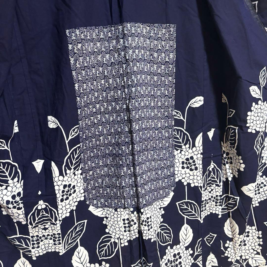 【浴衣】 手縫い 花模様 居敷当てあり 着物 身丈約156.5.cm