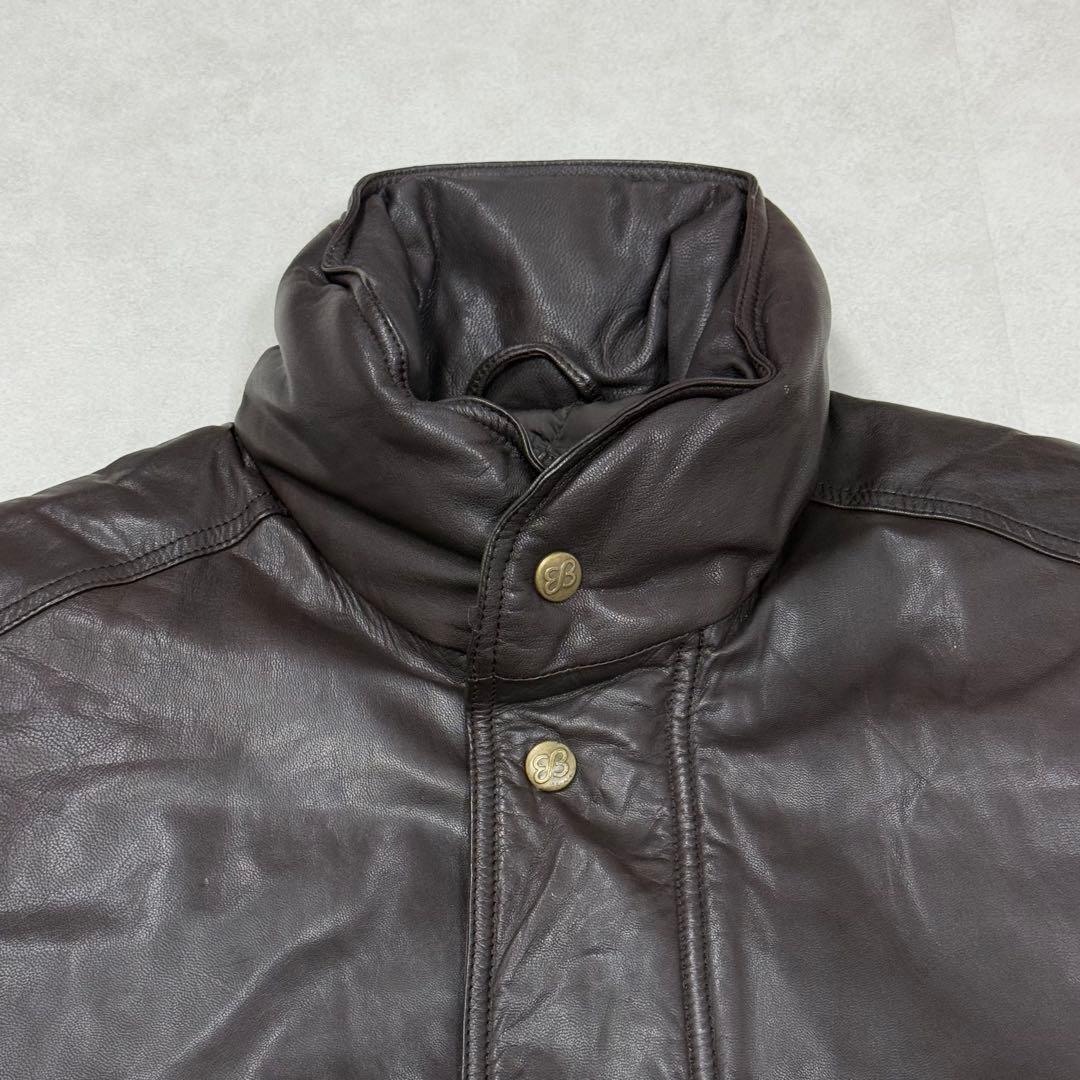 古着 80s 黒タグ エディーバウアー レザー ベスト ジャケット ブラウン茶①