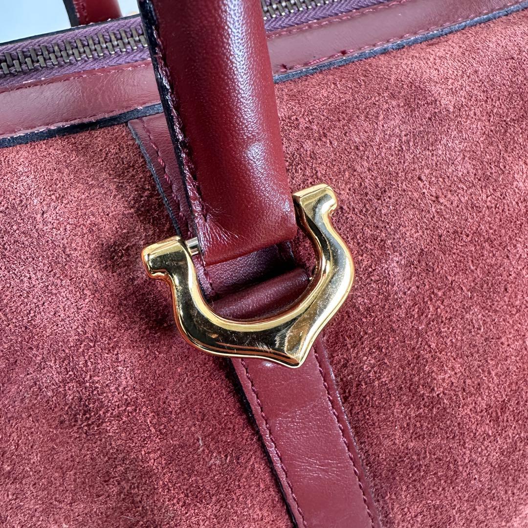 ヴィンテージ カルティエ マストライン ボストン スエード ボルドー 30