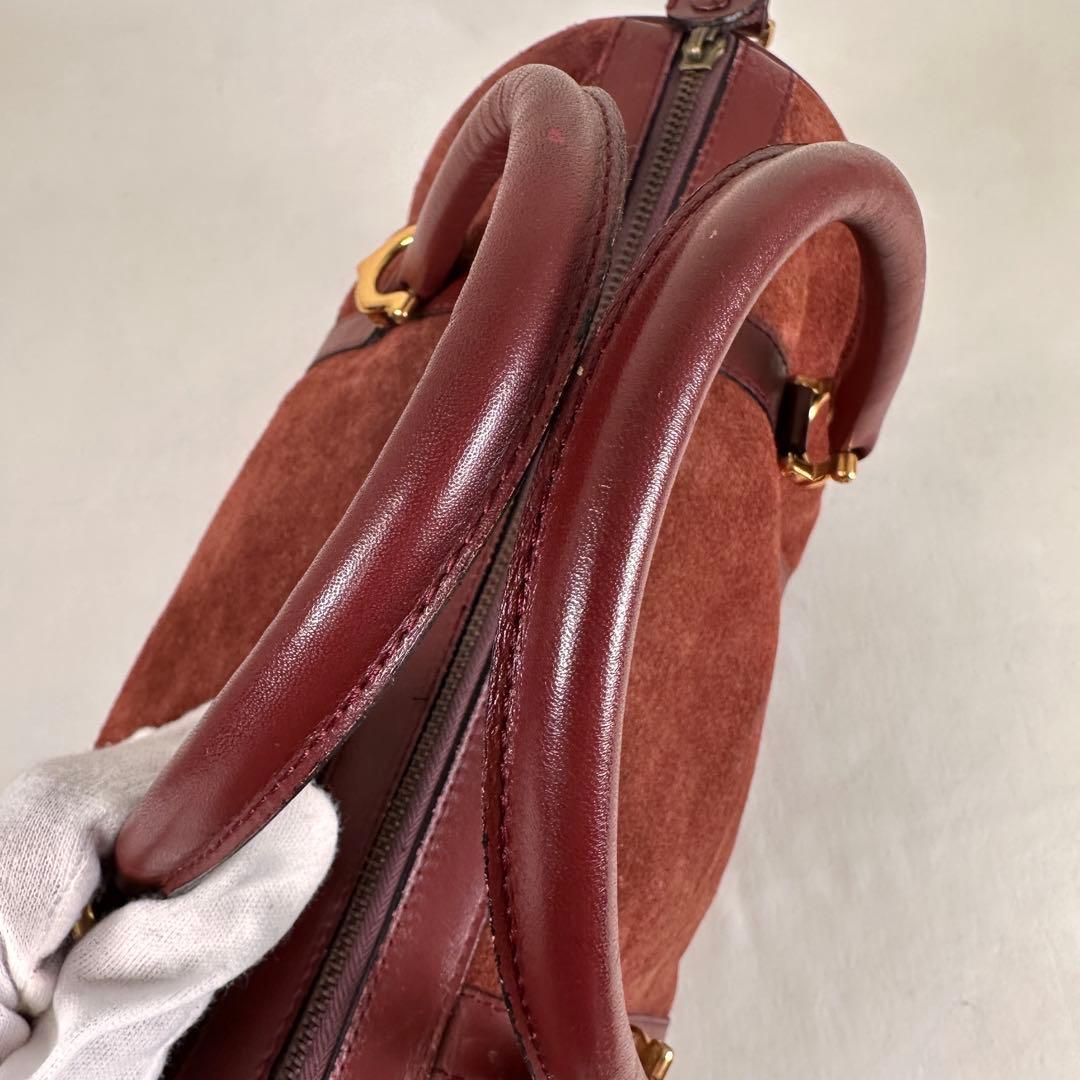 ヴィンテージ カルティエ マストライン ボストン スエード ボルドー 30