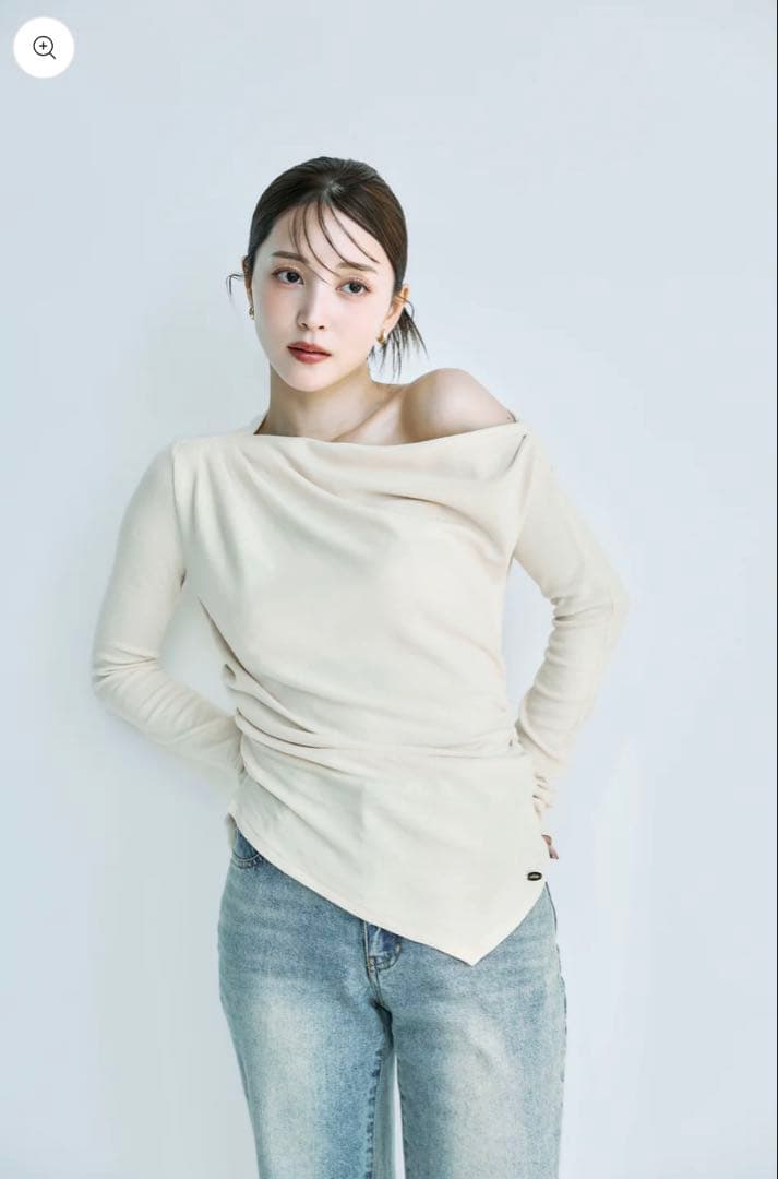 poláura アシンメトリードレープロングスリーブトップス