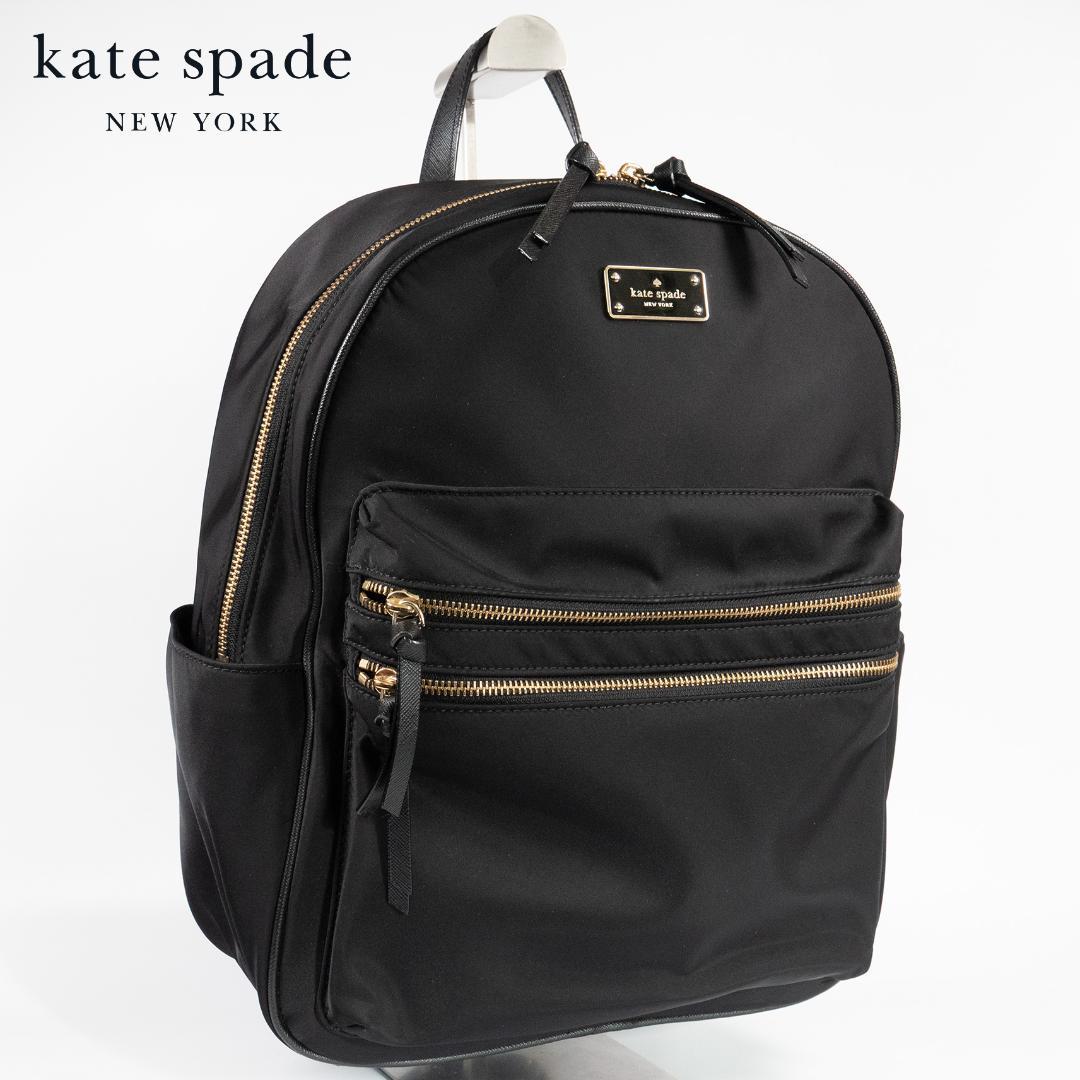 極美品✨ ケイトスペード リュック バックパック ナイロン ブラック 金ロゴ