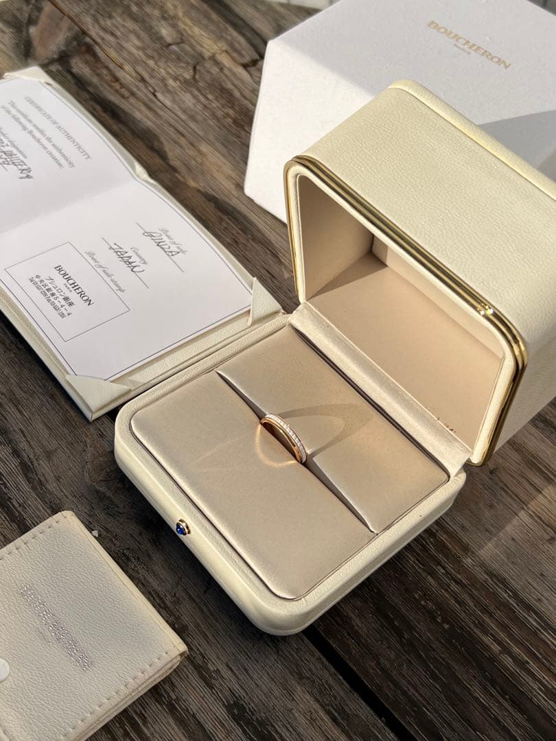 Boucheron★ブシュロンキャトルホワイトリングハーフメンズ19号K18PG