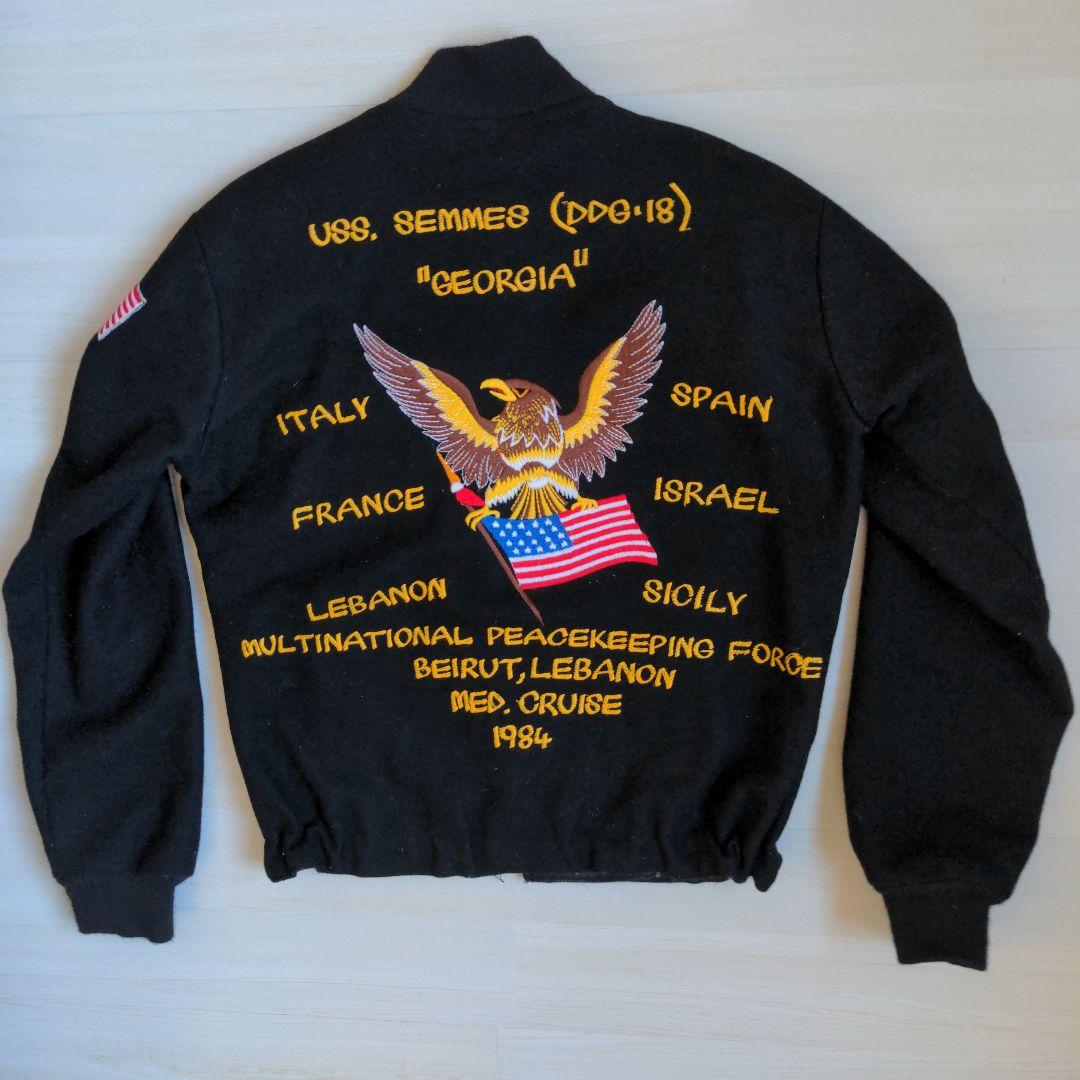 80s US.ネイビー ツアージャケット スーベニアジャケット ベトジャン 別珍