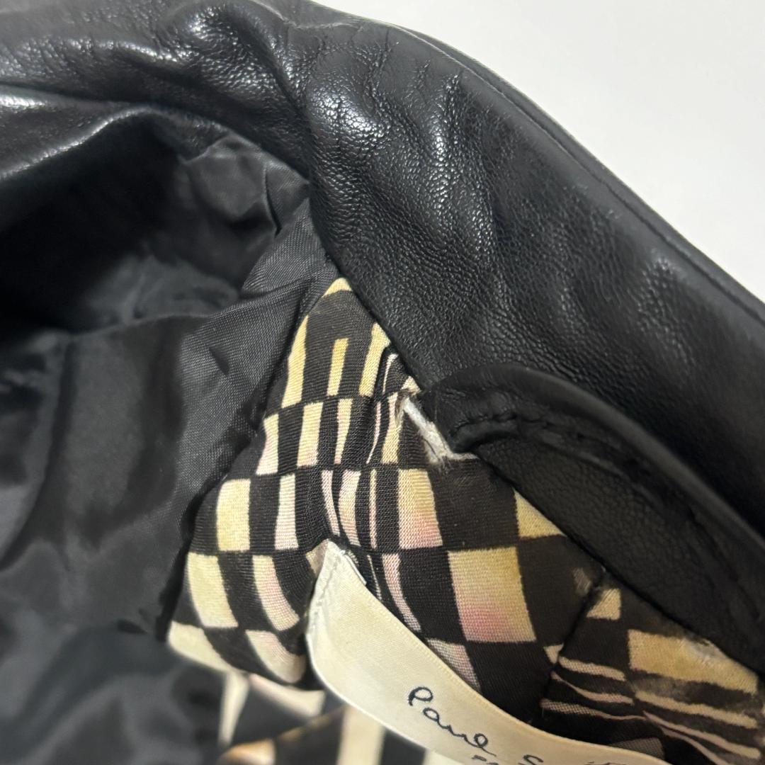 【希少】ポールスミス ライダースジャケット 羊革 ノーカラー L シングル