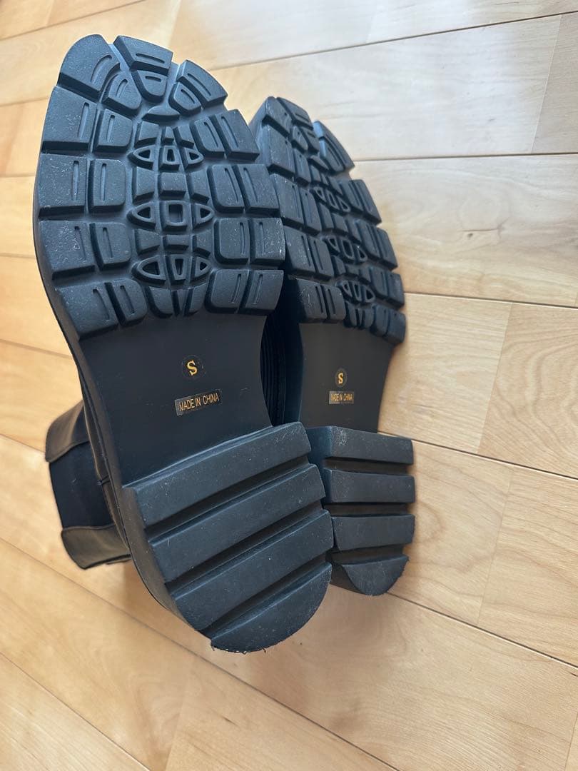 【値下】美品！アトリエブルージュレザー黒サイドゴアタンクブーツS 22.5～23