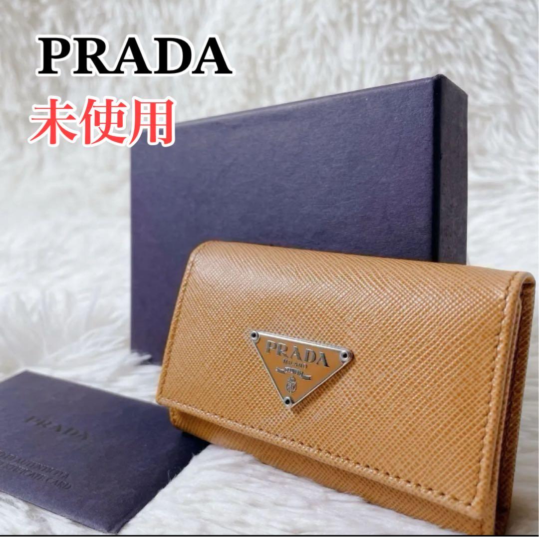 PRADA 6連 キーケース サフィアーノレザー トライアングル オレンジ