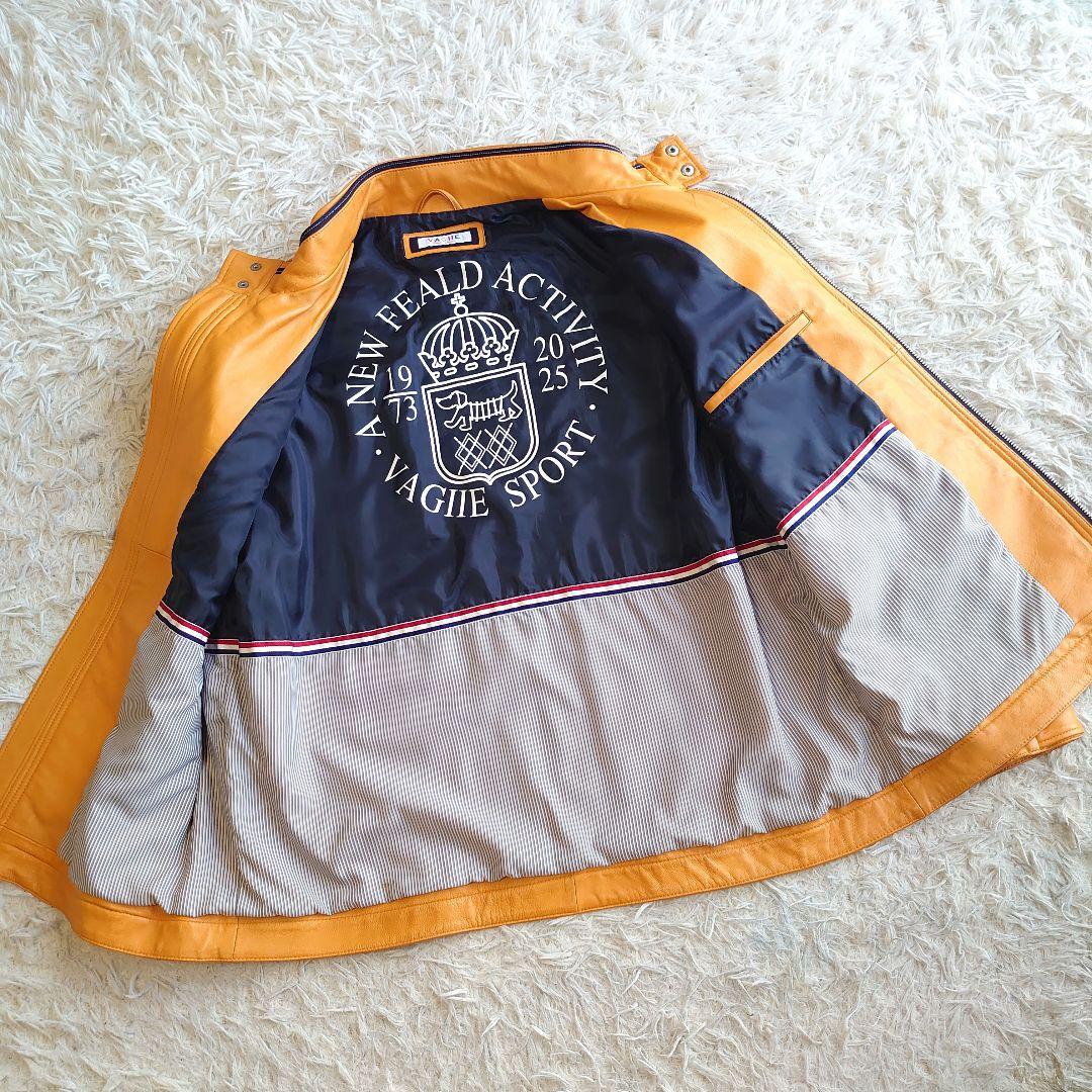 【美品】バジエ シングルライダース 羊革 レザー刺繍 レザージャケット XL