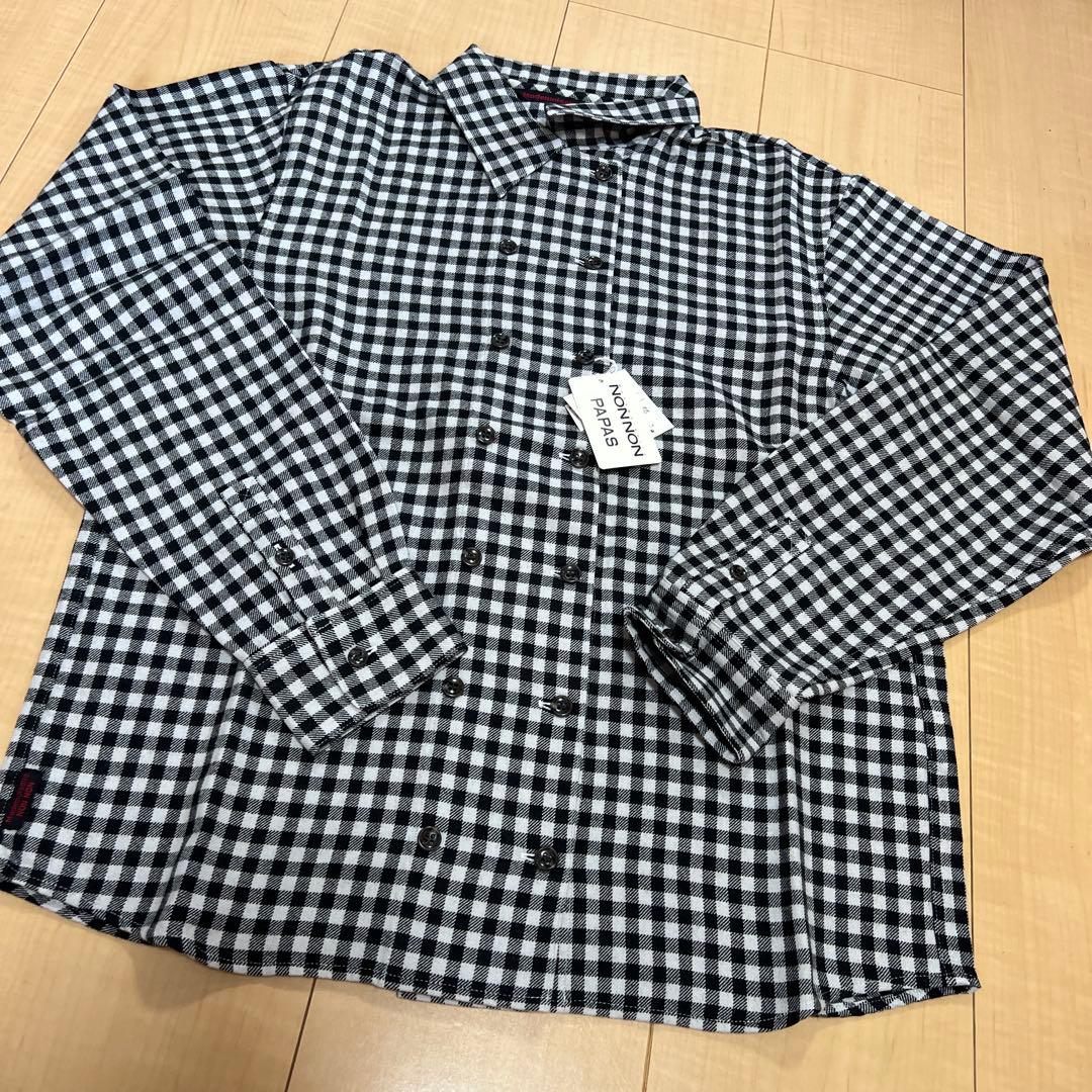 タグ付き新品　マドモアゼルノンノンパパス　シャツ　ジャケット　長袖　毛50綿50
