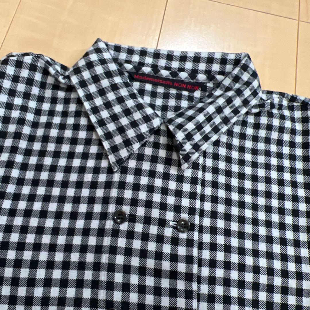 タグ付き新品　マドモアゼルノンノンパパス　シャツ　ジャケット　長袖　毛50綿50