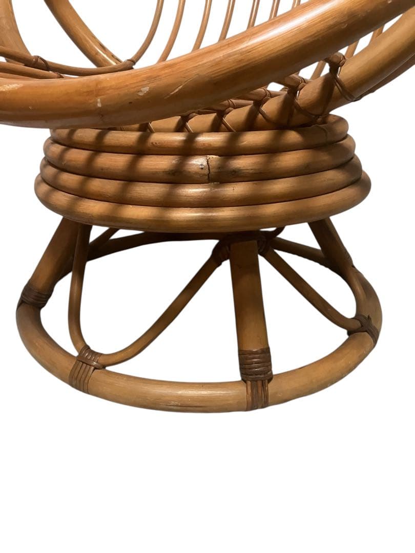 円形　ラタン　360°回転椅子　ソファ　アームチェア　アームチェア　肘付き椅子