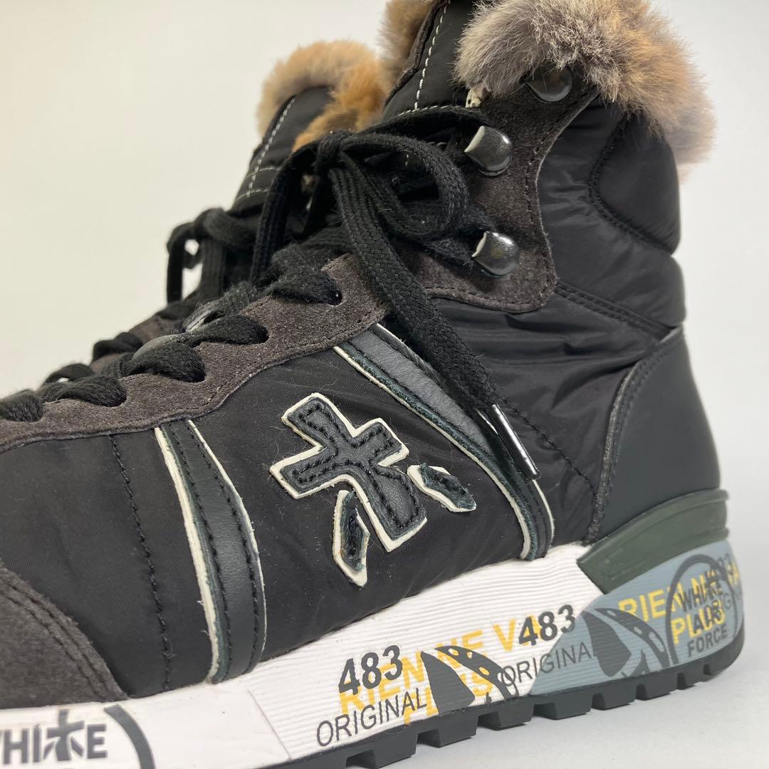 【未使用級】希少　PREMIATA リアルファー　ハイトップスニーカー　黒　26