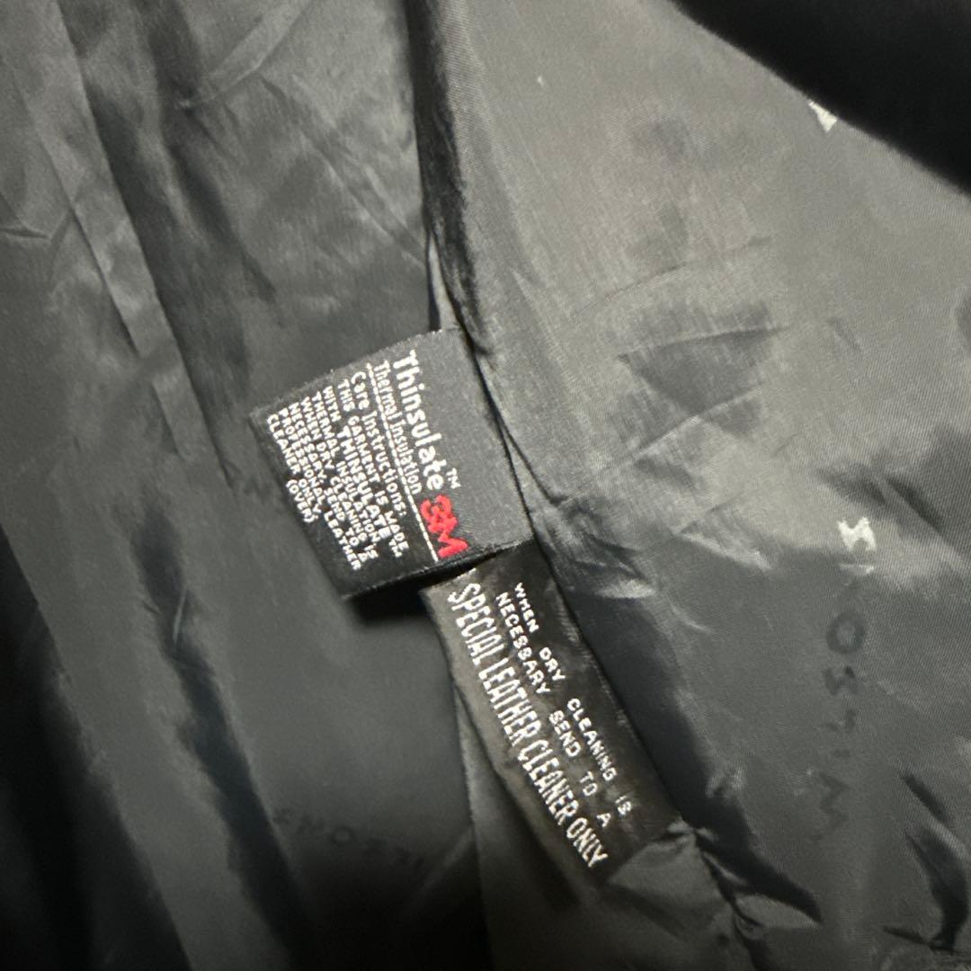 90s WILSONS 本革 オーバーサイズ レザージャケット 中綿 ブラック