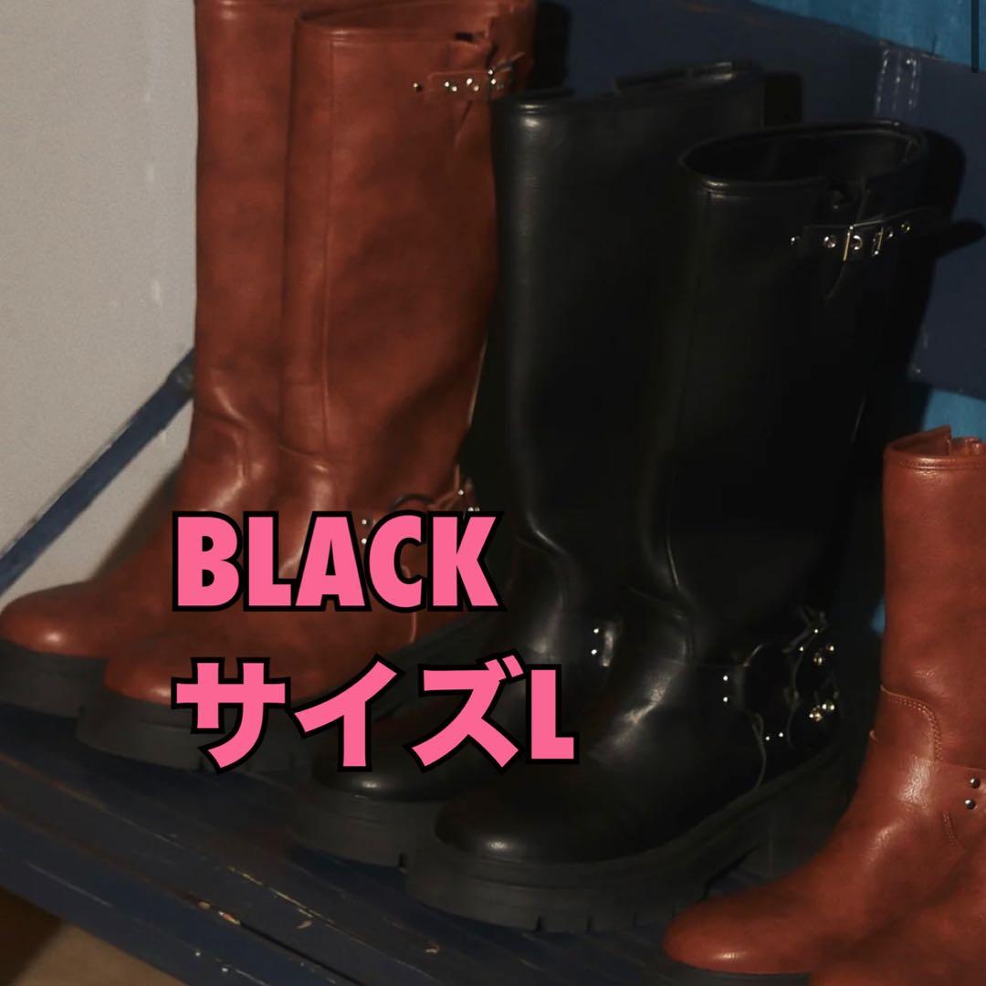 ACLENT ラウンドバックルロングブーツ　ブーツ　アクレント