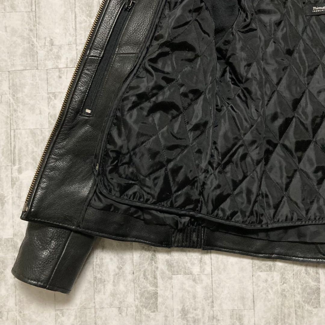 【希少】90s vintage レザーシングルライダースジャケット 黒　ブラック