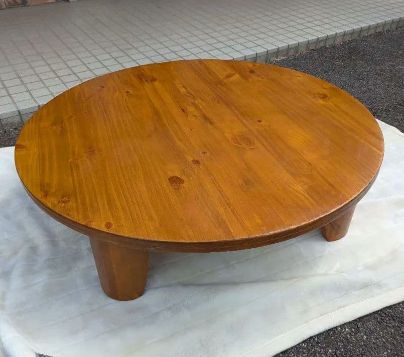 ケ*ジ様 丸型ちゃぶ台　脚折りたたみ式座卓　レトロテーブル