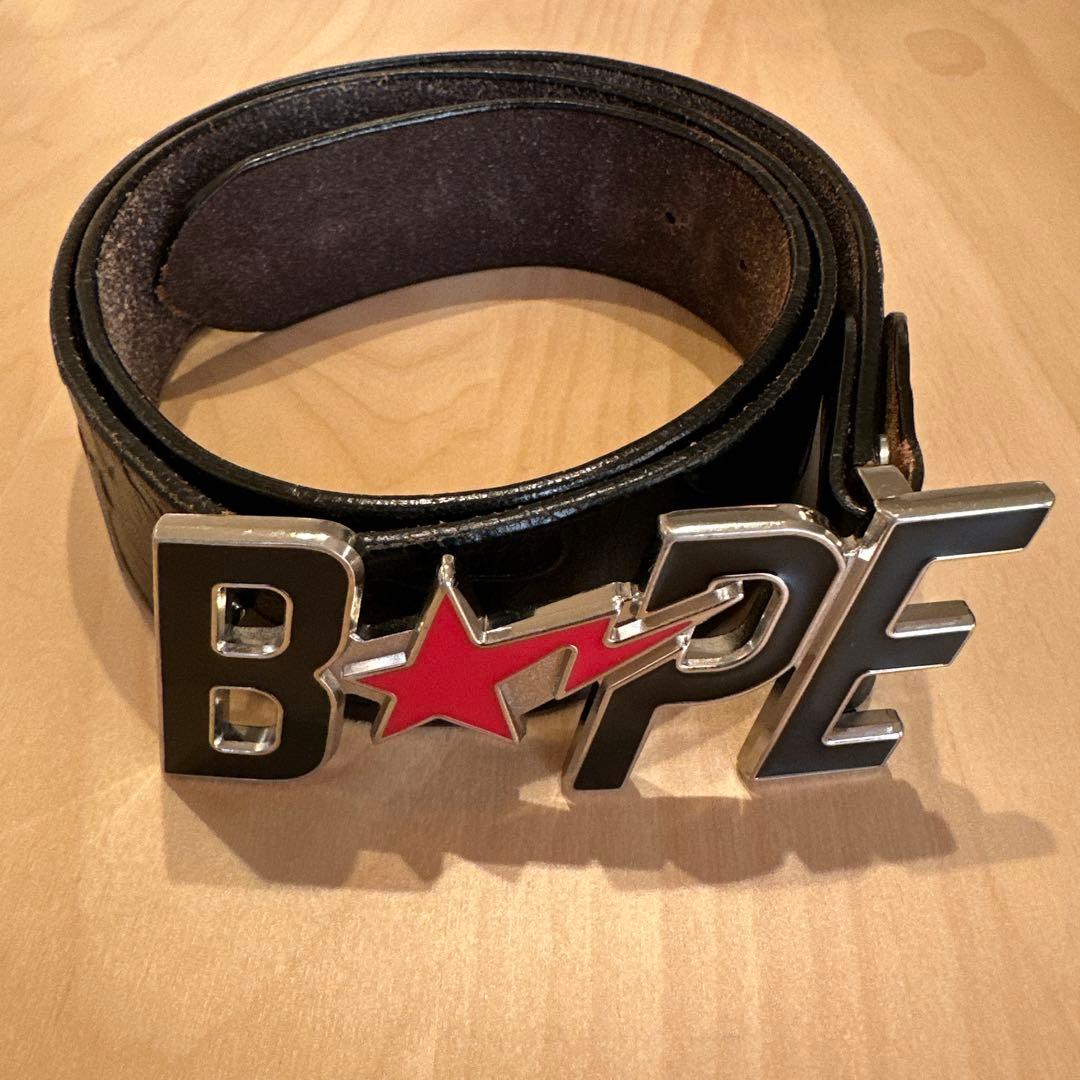 BAPE ブラック レザーベルト