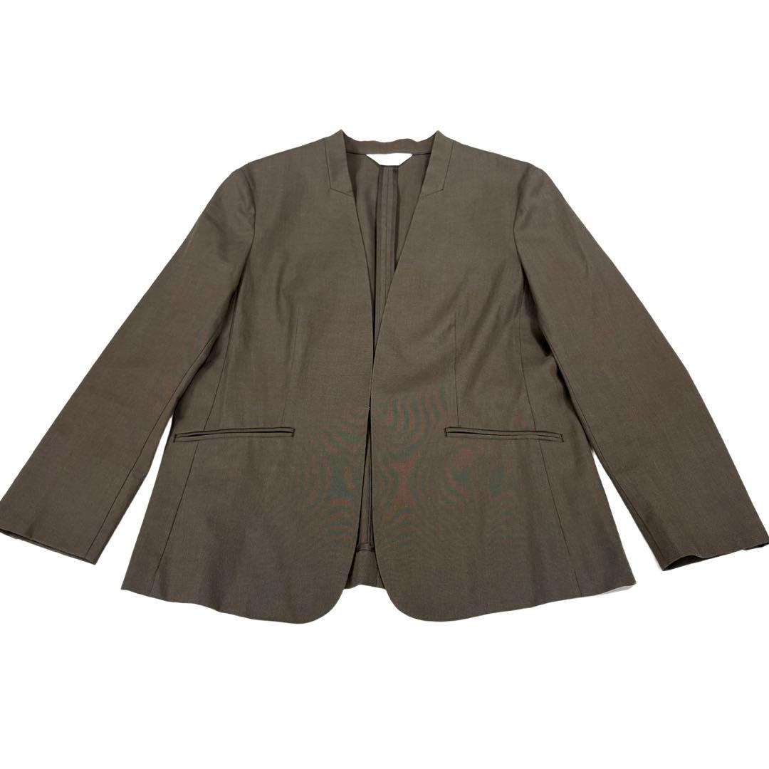 現行　美品　ジェイプレス セットアップ ノーカラー ワイドパンツ ベージュ11号