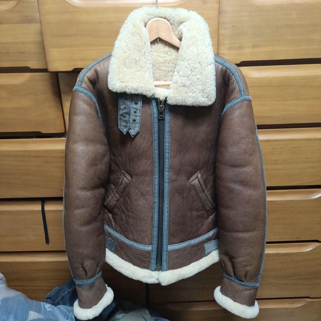 本革B-3フライトジャケット　羊皮肉厚Lサイズ　ムートンジャケット　ライダース