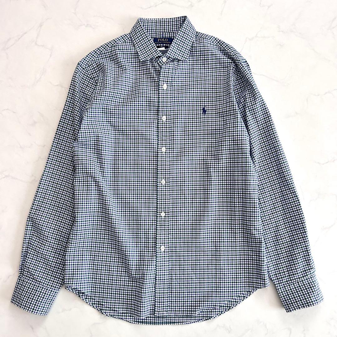新品タグ付 ポロラルフローレン 長袖チェックシャツ ブルー グリーン L