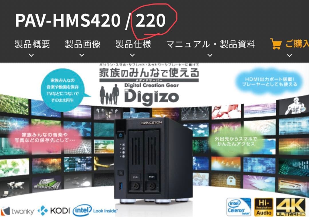 Prinston NAS ホームメディアサーバー PAV-HMS220