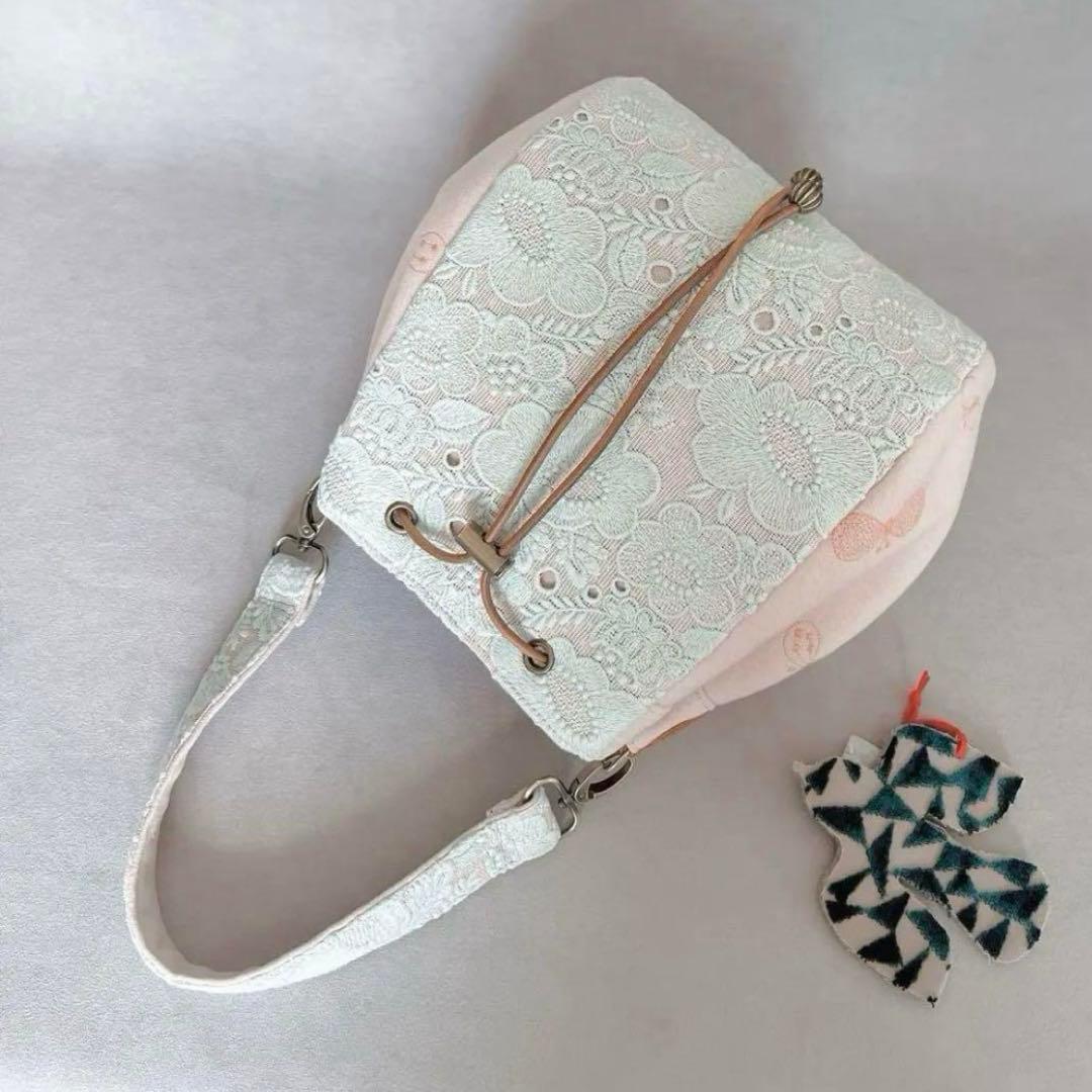 ハンドメイド　ミナペルホネン　ドローストリングバッグ⑅︎◡̈︎* 〜しずくまち