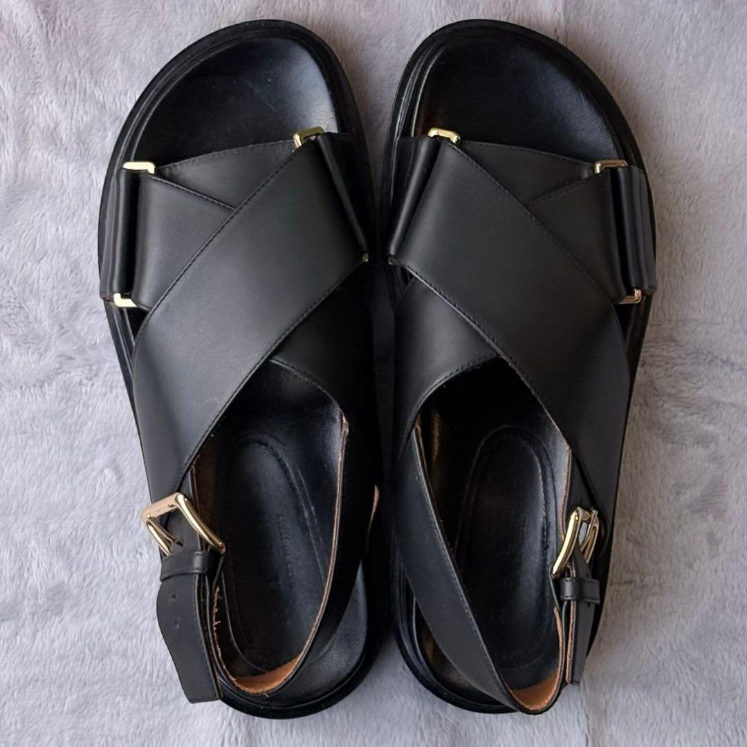 MARNI マルニ クリスクロス スフベット レザーサンダル ブラック 36