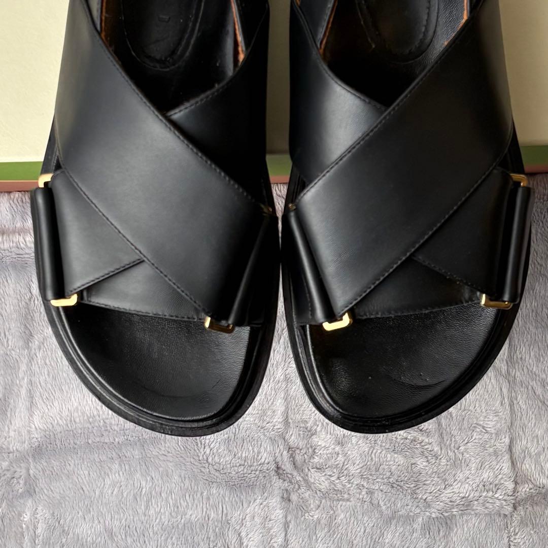 MARNI マルニ クリスクロス スフベット レザーサンダル ブラック 36