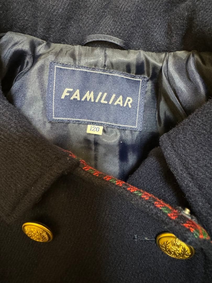 激レア 希少 旧タグ 金ボタン ファミリア チェック Pコート 120