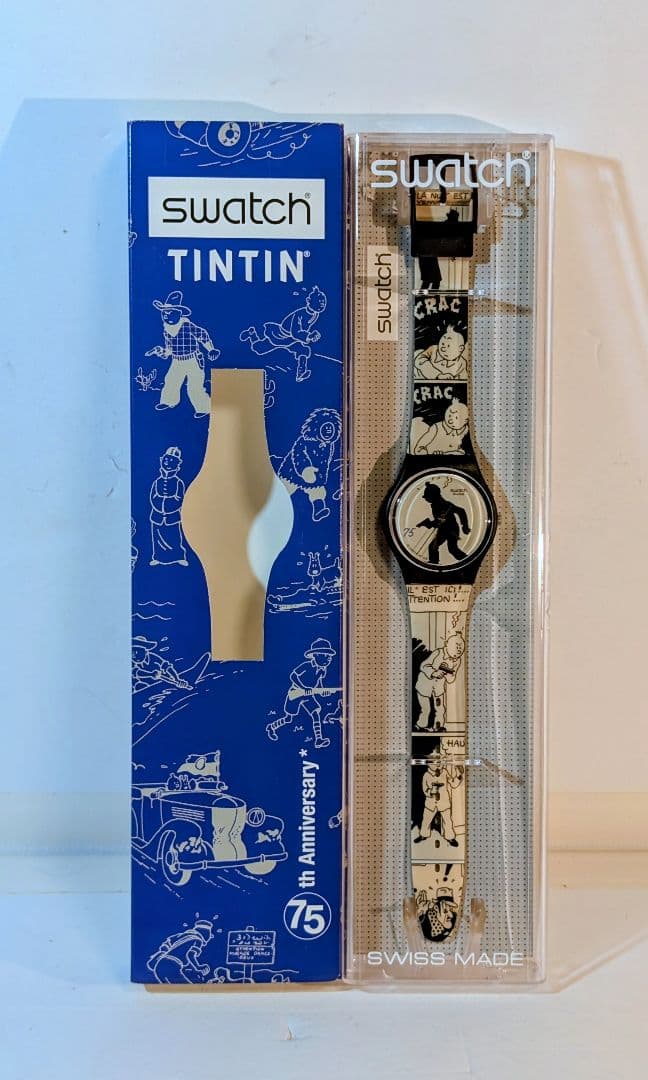 未使用美品〈タンタンの冒険 スウォッチ 75周年記念モデル腕時計〉