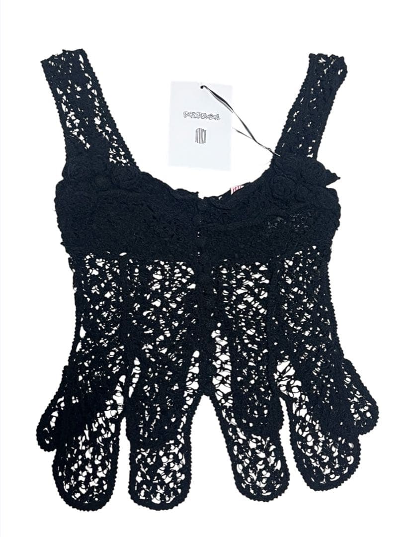 FETICO ブラック レース タンクトップ FTC252-0713