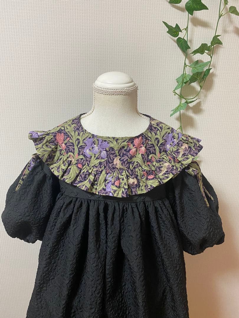 ハンドメイド　ウエストギャザーワンピース