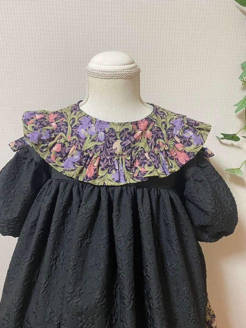 ハンドメイド　ウエストギャザーワンピース