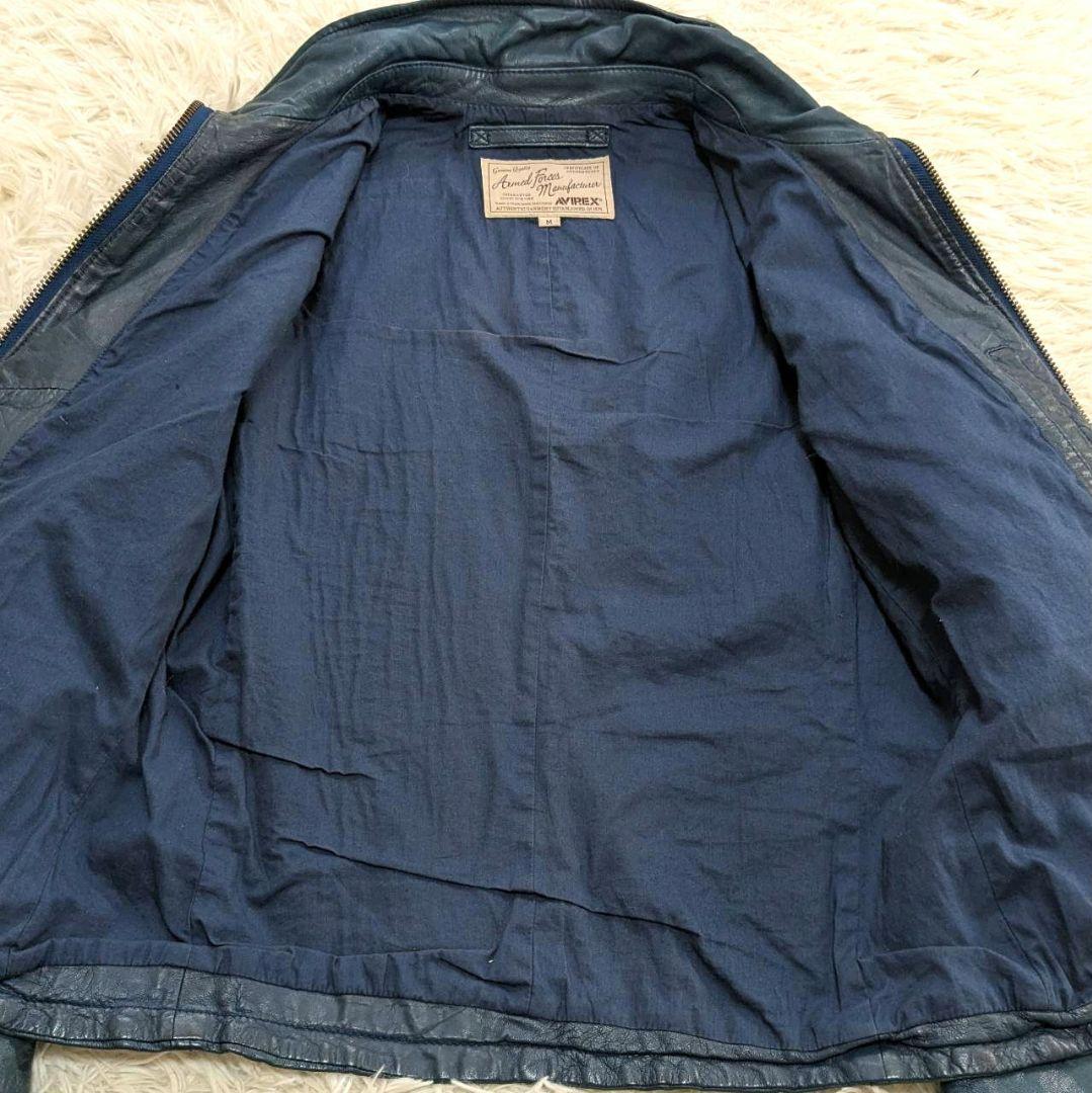AVIREX アヴィレックス レザージャケット 羊革 ターコイズブルー Mサイズ