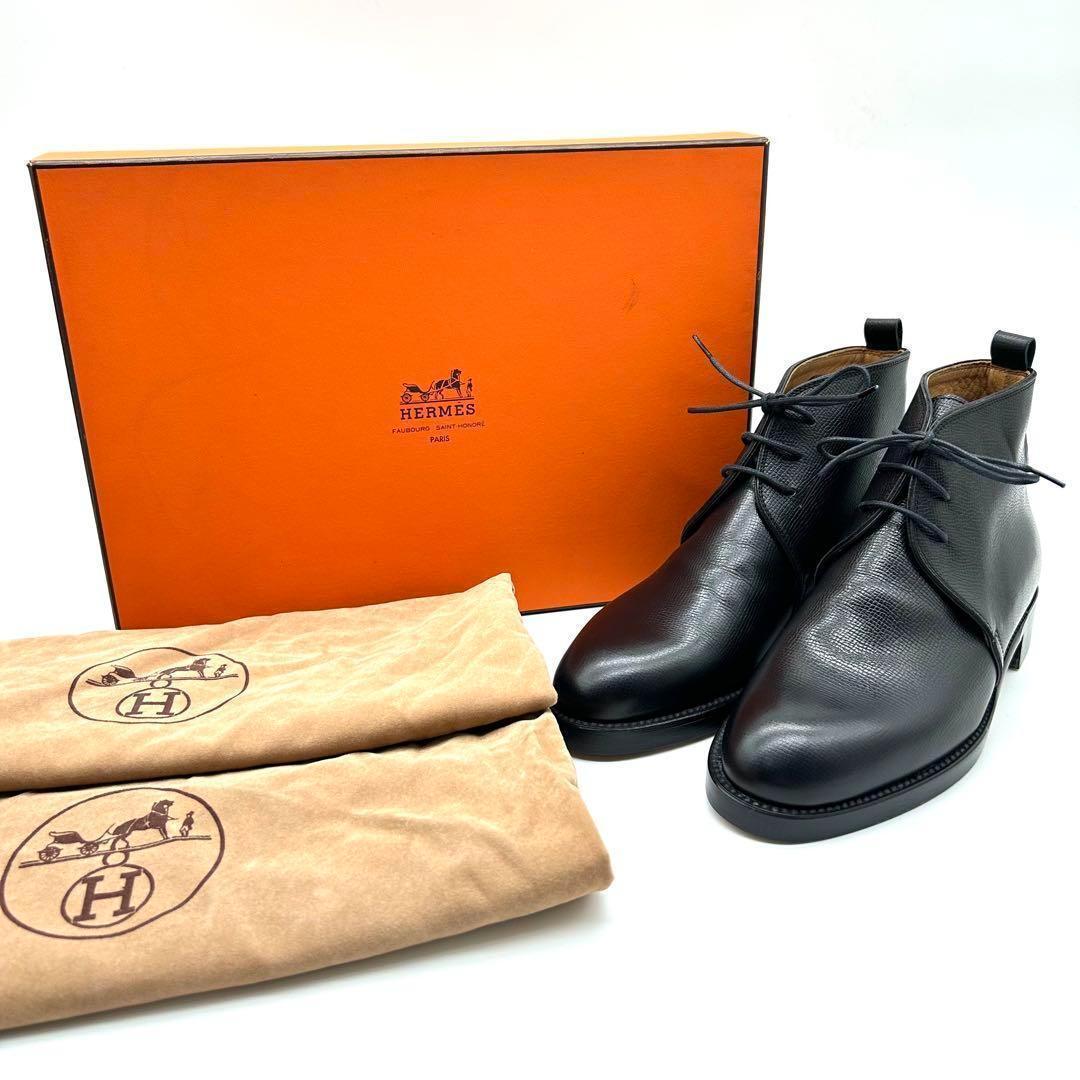 未使用級　エルメス　HERMES （35.5） 革靴　レザーチャッカブーツ　黒