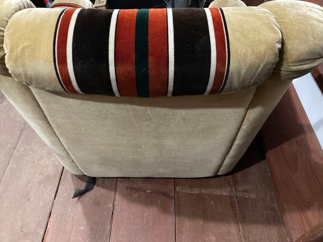 ☆激レア☆ビンテージソファー☆ベロア地☆ストライプがお洒落☆A