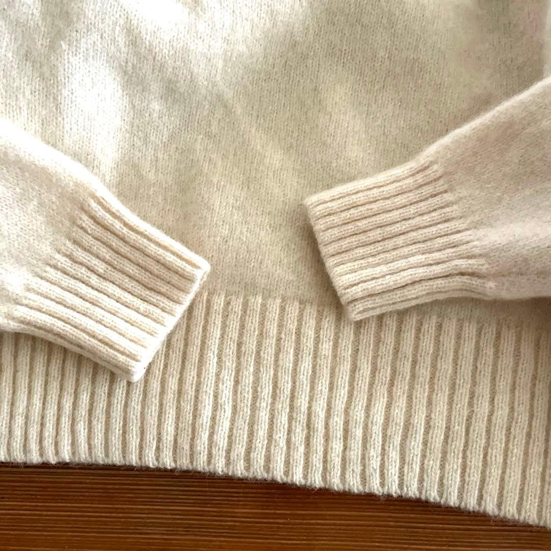 pritシェットランドウール5G天竺編み 2wayプルオーバーニット　アイボリー