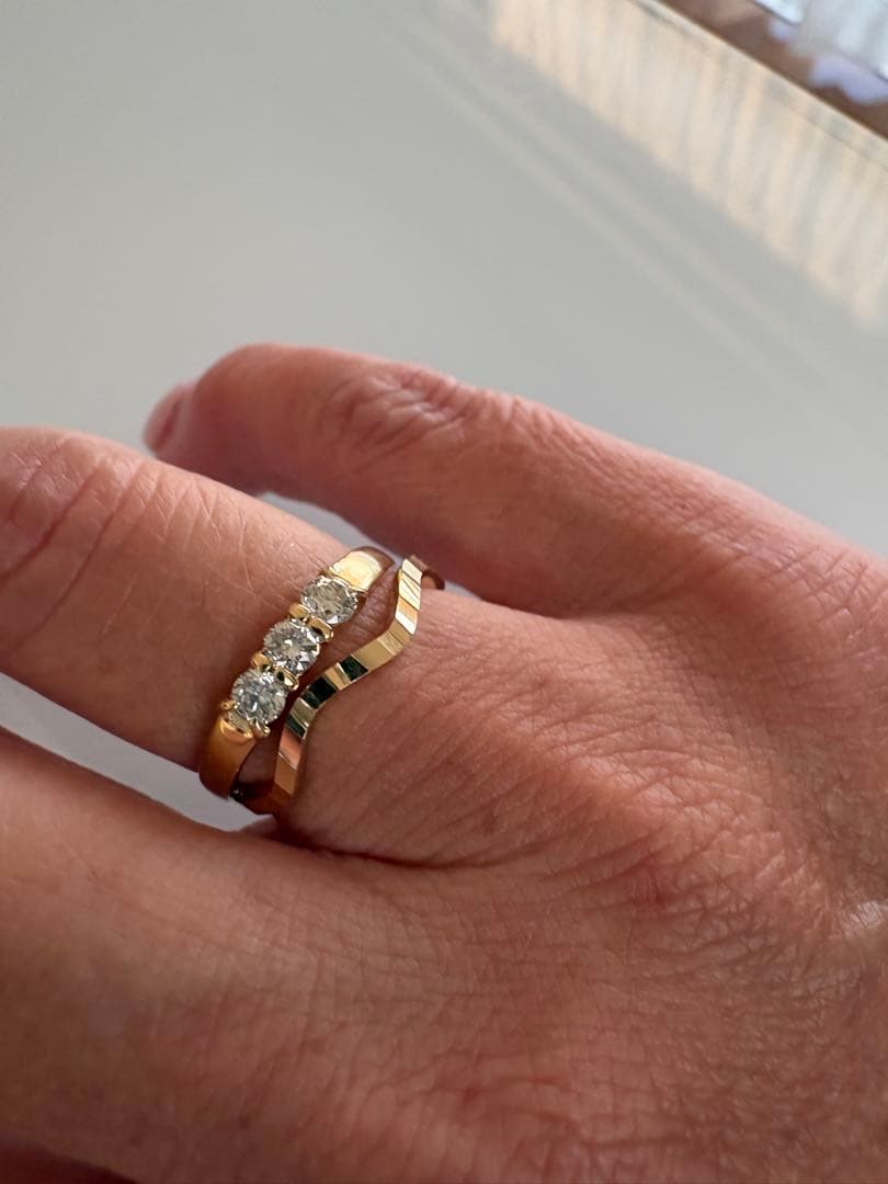 k18ゴールド✨メレダイヤ3石0.3ctリング✨新品仕上げ済み❣️