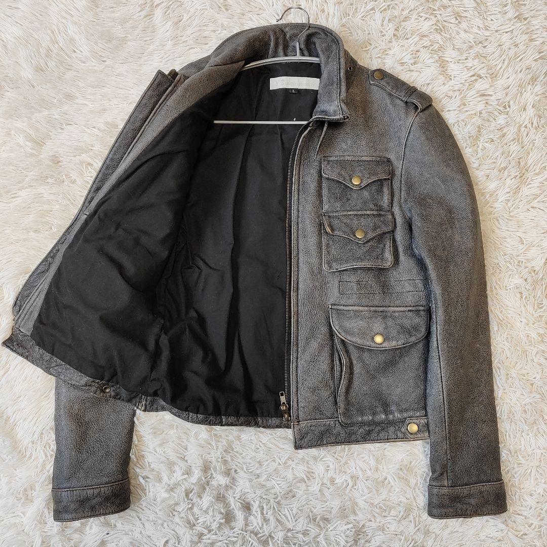 Y'2 LEATHER　レザー シングルライダース　M〜 L 牛革　グレー