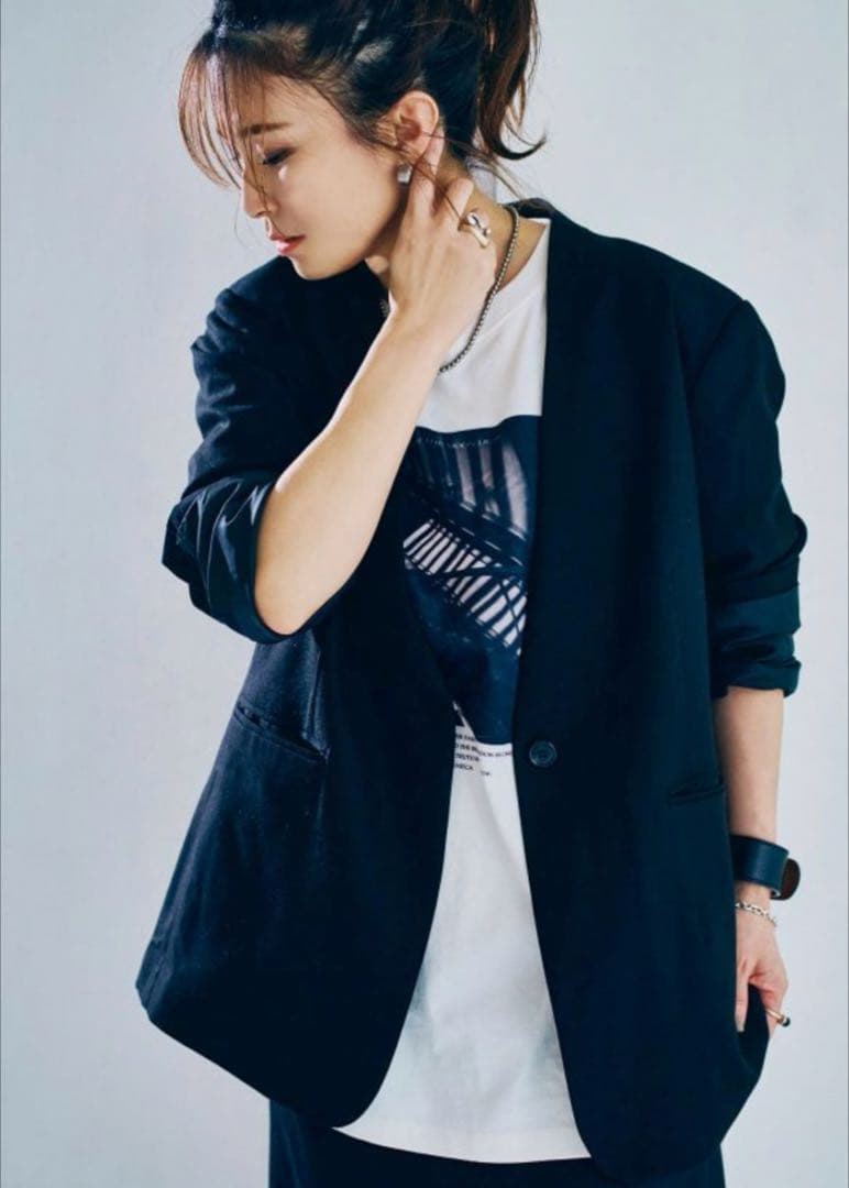 ノーカラージャケットとサイドラインパンツ40 セットアップ