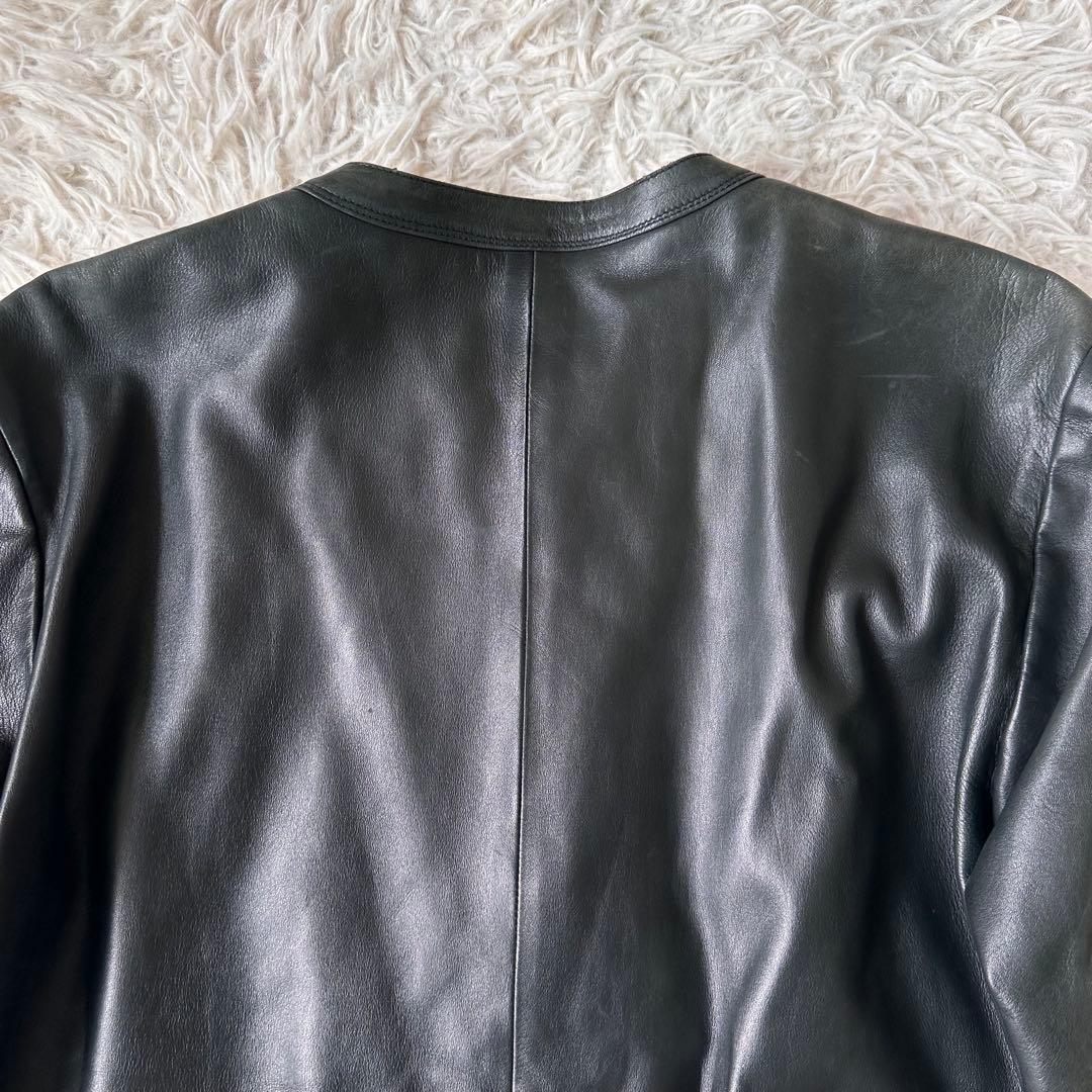 希少✨アニエスベー　レザージャケット　ノーカラー　スナップボタン　黒　本革