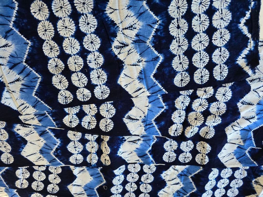 珍しい　有松鳴海絞り　縫い締め　丸紋　反物