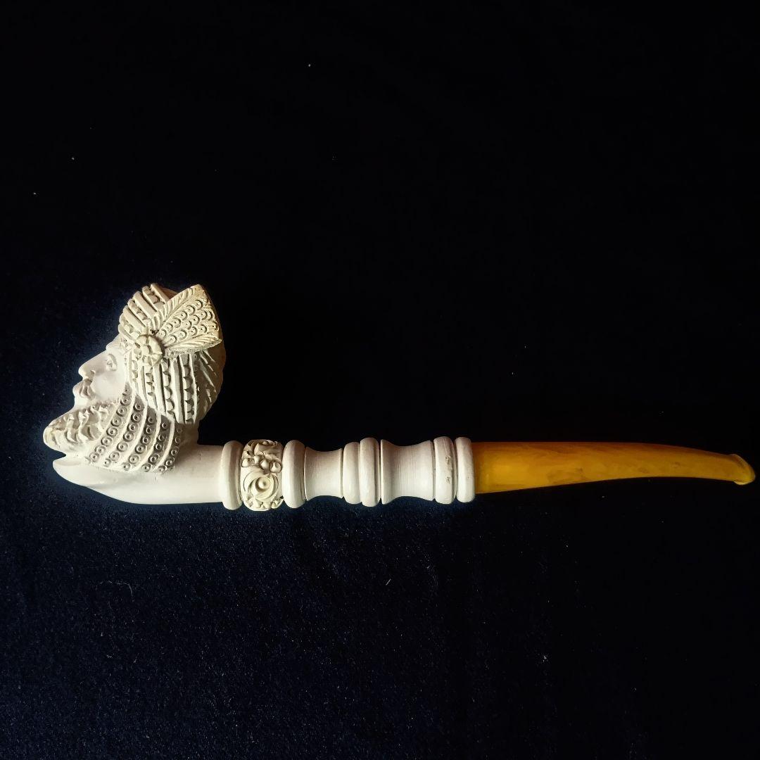 パイプの女王◆メシャムパイプ◆ヴィンテージ◆海泡石◆人面彫り◆ケース付き