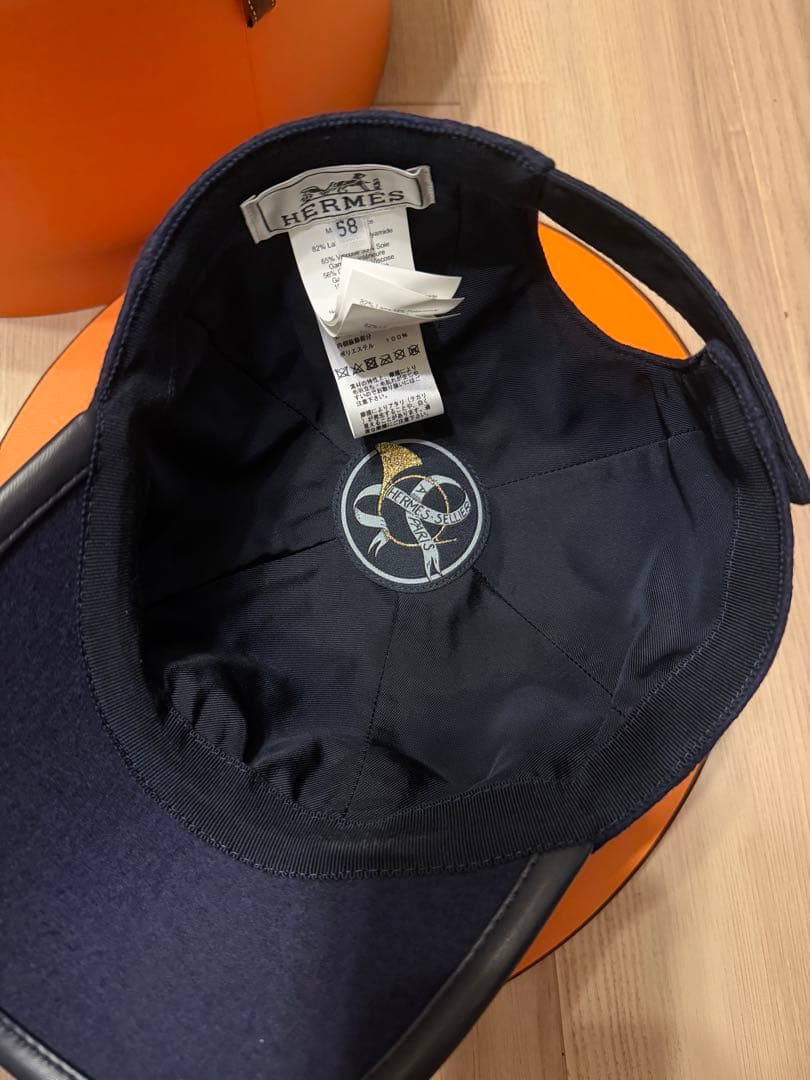 エルメス　帽子　キャップ　紺色　　セレナ