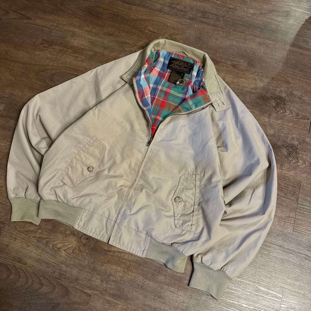 80s 古着　Eddie Bauer ハリントンジャケット 黒タグ　裏地　短丈