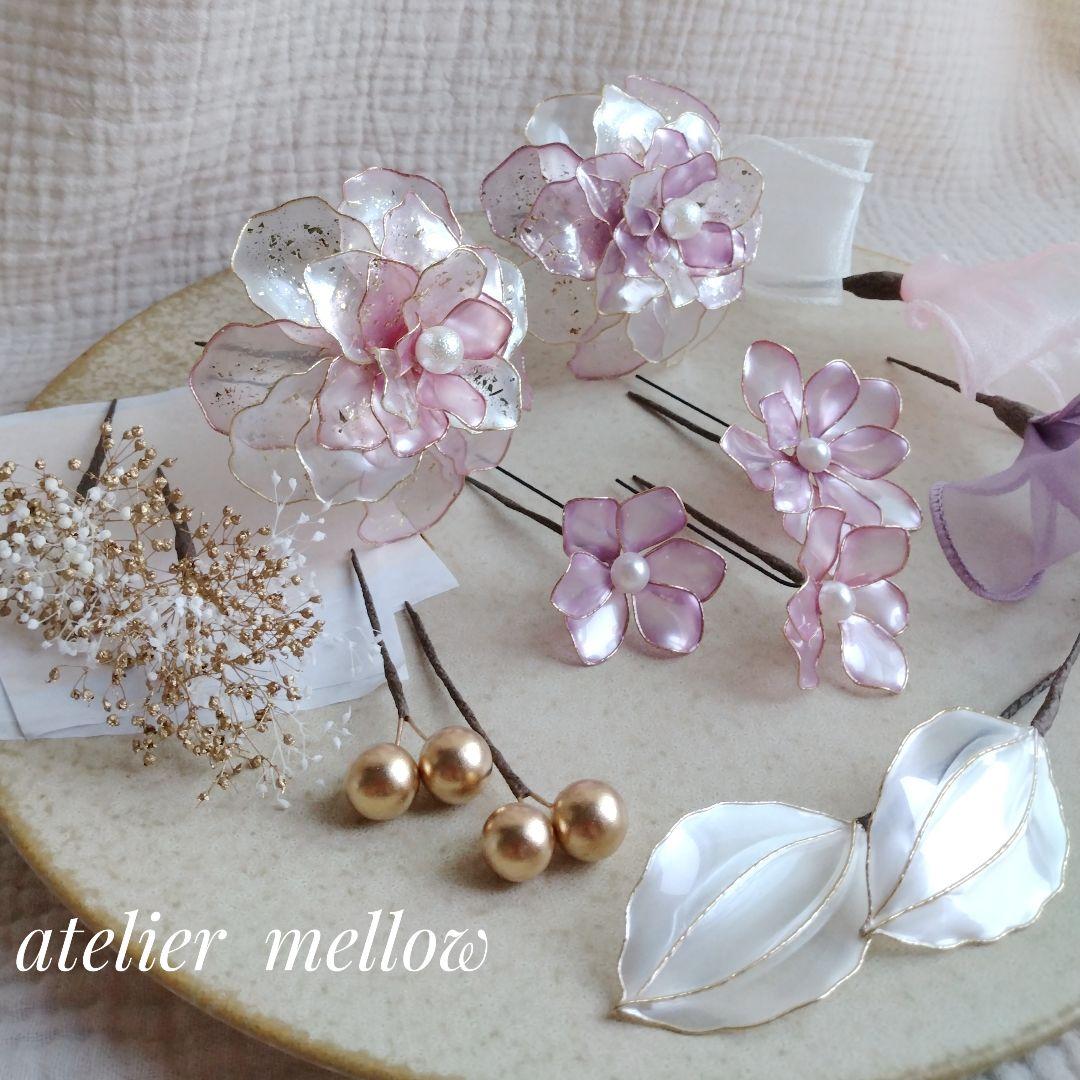 髪飾り 成人式 ピンク 紫 ホワイト アメリカンフラワー【☆☆】